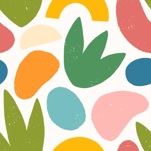 Seamless pattern with colorful hand drawn organic shapes,lines,doodles and elements Seamless pattern with colorful hand drawn organic shapes,lines,doodles and elements.Natural forms.Vector trendy design perfect for prints,flyers,banners,fabric ,invitations,branding,covers and more. paint illustrations stock illustrations