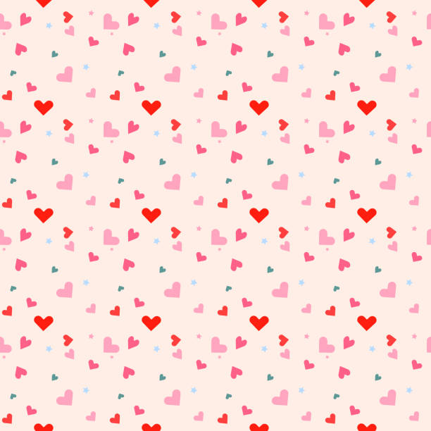 Seamless pattern with colorful hearts and light pink background. Vector illustration vector art illustration