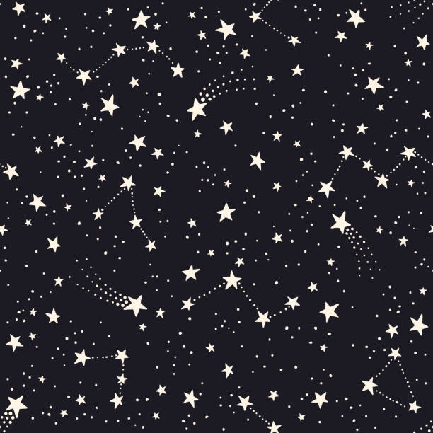 Seamless pattern with constellations and stars Vector seamless pattern with constellations and stars. Astronomical background outer space patterns stock illustrations