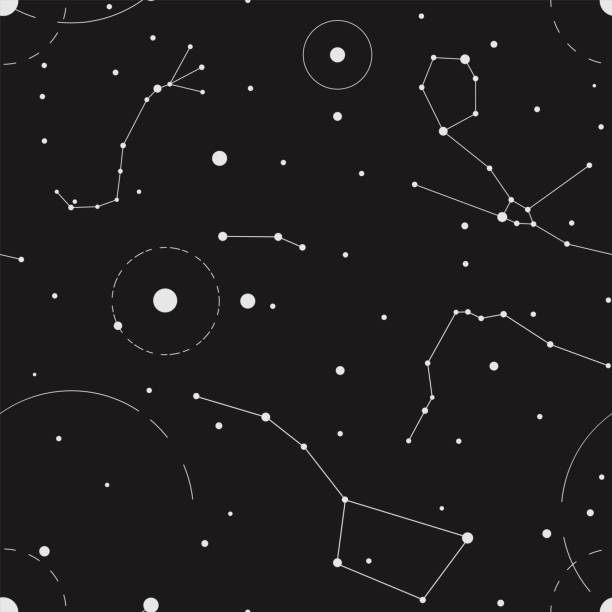 ilustrações de stock, clip art, desenhos animados e ícones de seamless pattern with constellations - numerologia