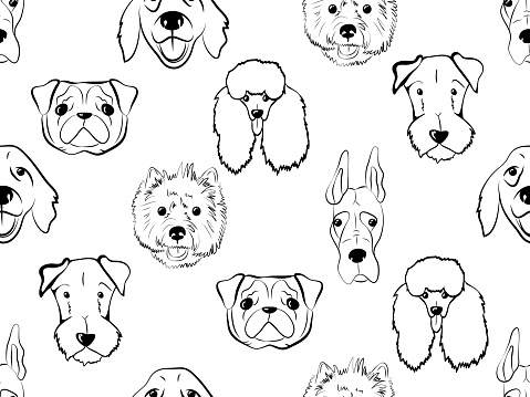 Seamless pattern with dogs. Dogs. Vector illustration. Creative dog texture. Great for fabric, textile, kids apparel, nursery decoration, wrapping paper