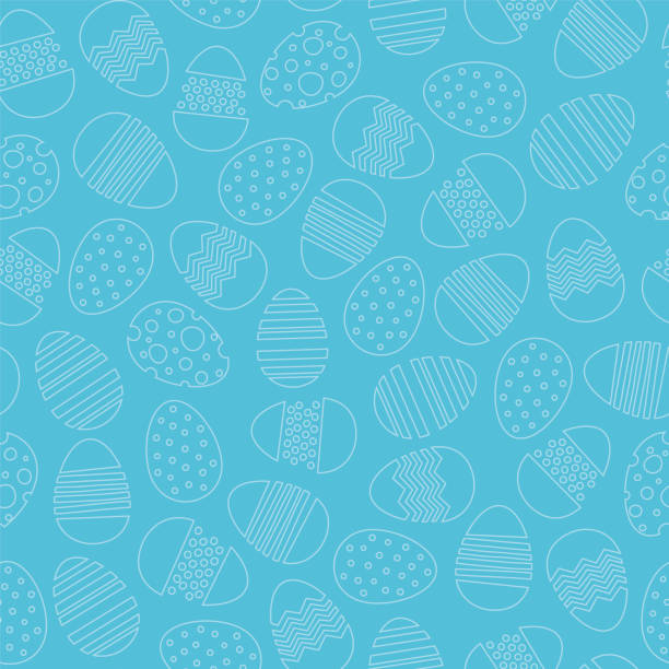 Seamless pattern with Easter eggs on blue background.  easter sunday stock illustrations