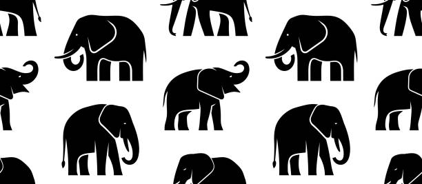 Seamless pattern with Elephant logo Seamless pattern with Elephant logo. isolated on white background elephant trunk stock illustrations