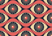 istock Seamless pattern with eyes. Weird retro background. Vector 1352229441