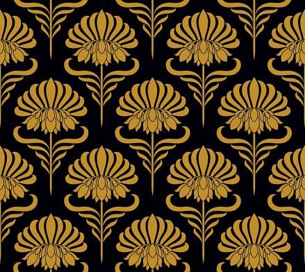 Seamless pattern with golden flowers