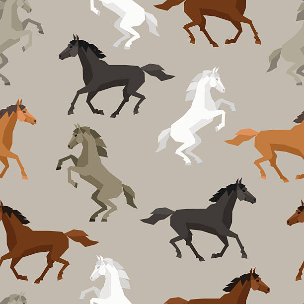 Seamless pattern with horse in flat style. Seamless pattern with horse in flat style. horse patterns stock illustrations