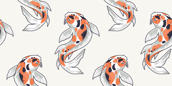 Seamless Pattern With Koi Fish