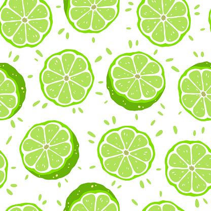 Seamless pattern with limes slices. Vector illustration