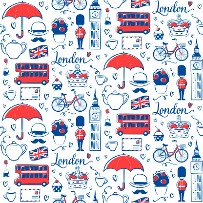 Seamless pattern with London symbols