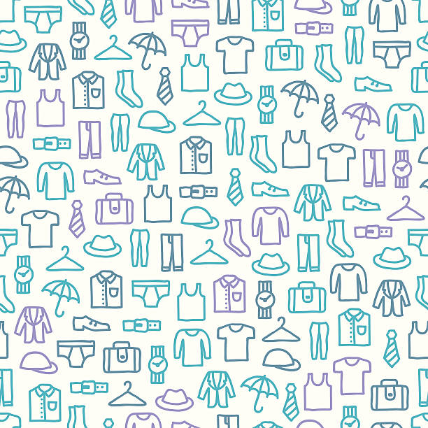 Seamless pattern with man clothes Man clothes icons shopping designs stock illustrations