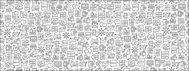 Seamless Pattern with Message Icons Seamless Pattern with Message Icons backgrounds icons stock illustrations