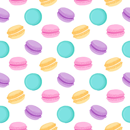 Seamless pattern with multicolored macaroons.