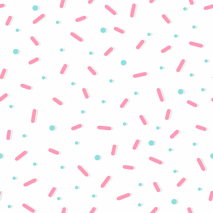 Seamless pattern with pastel color confetti sprinkles. Donut glaze background.