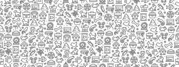 Seamless Pattern with Pet Icons