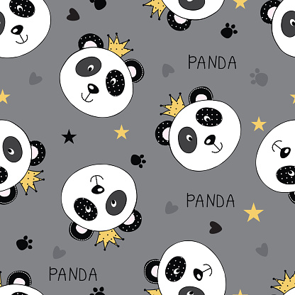 Seamless pattern with princess panda