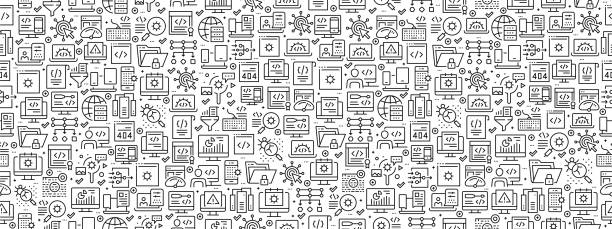 Seamless Pattern with Programming Icons Seamless Pattern with Programming Icons backgrounds icons stock illustrations