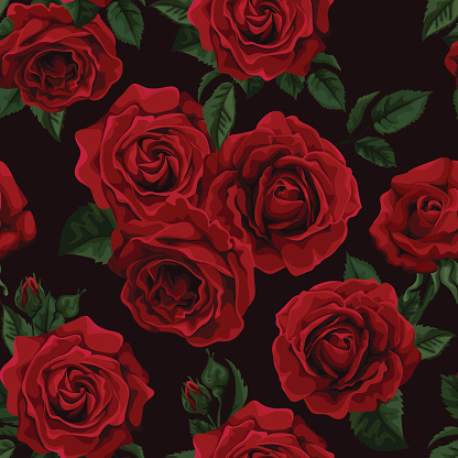 Simplistic Flower Background With Red Roses - Vector Download