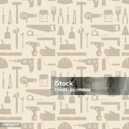 istock Seamless pattern with repair working tools icons. 488365031