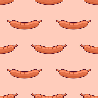 Seamless pattern with sausage. Vector texture.