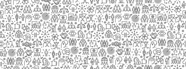 Seamless Pattern with Teamwork Icons Seamless Pattern with Teamwork Icons leadership patterns stock illustrations