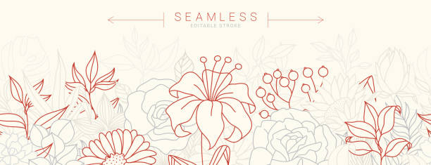 ilustrações de stock, clip art, desenhos animados e ícones de seamless pattern with tulips stock illustration - flor
