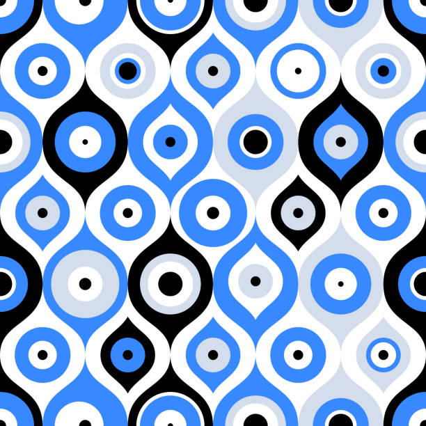 Seamless pattern with Turkish evil eye bead. Good luck. Turkish tile. Oriental ottoman design vector background. Perfect for wallpapers, pattern fills, web page backgrounds, surface textures, textile Seamless pattern with Turkish evil eye bead. Good luck. Turkish tile. Oriental ottoman design vector background. Perfect for wallpapers, pattern fills, web page backgrounds, surface textures, textile eye patterns stock illustrations