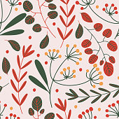 istock Seamless pattern with wild leaves and plants 1368007437