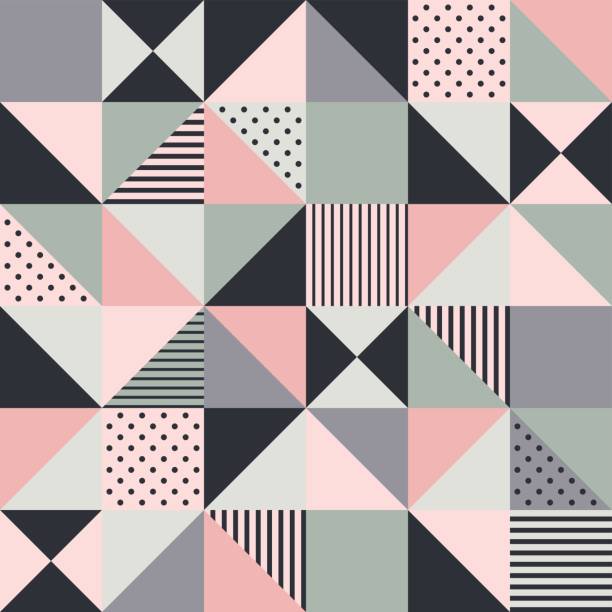nahtlose rosa geometrische muster - quadratisch komposition stock-grafiken, -clipart, -cartoons und -symbole