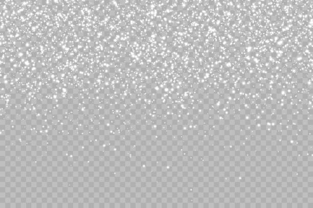 бесшовный реалистичный падающий снег или снежинки. изолированный на прозрачном фоне - фондовый вектор. - снегопад stock illustrations