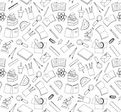 vector illustration of seamless school stuff doodle background
