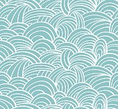 Seamless sea hand-drawn pattern, waves background.