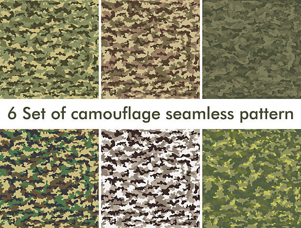 seamless set of camouflage military pattern. cloth for infantry - 卡其 幅插畫檔、美工圖案、卡通及圖標
