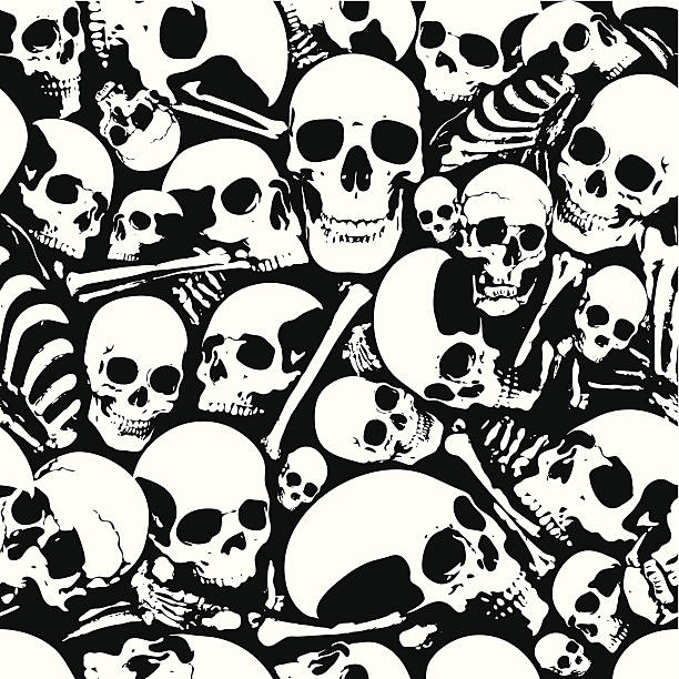 seamless wallpaper hintergrund totenkopf - totenkopf stock-grafiken, -clipart, -cartoons und -symbole