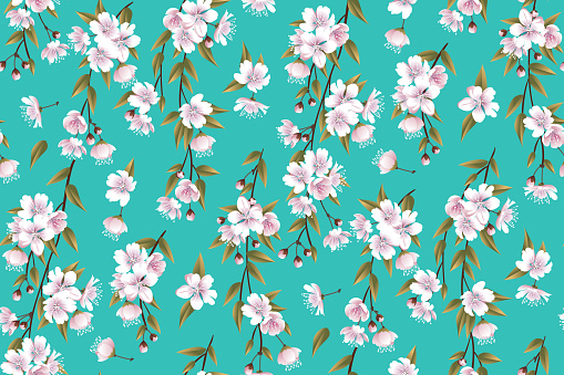 Seamless spring pattern with cherry blossom