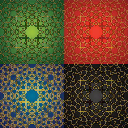 A seamless tiling mosaic featuring an Islamic pattern