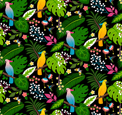 Seamless tropical floral pattern