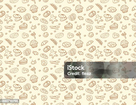 istock Seamless vector bakery & pastry pattern 880710798