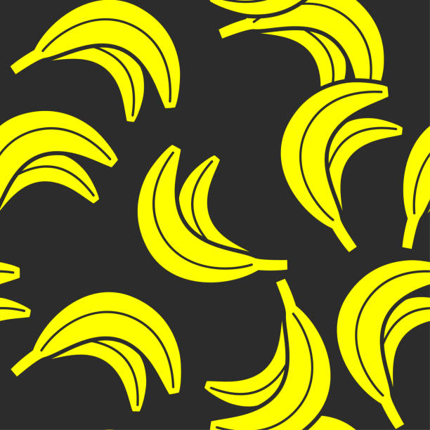 Seamless vector bananas pattern. Chaotic yellow banana background for design, fabric, textile, banner, cover, wrapping. Seamless vector bananas pattern. Chaotic yellow banana 10 eps background for design, fabric, textile, banner, cover, wrapping. banana backgrounds stock illustrations