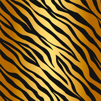 Seamless Vector Black And Golden Tiger Stripes Pattern Stylish Wild ...