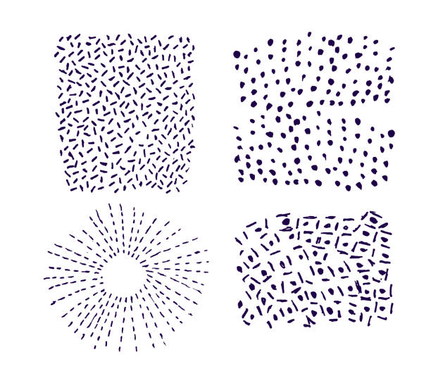 Seamless vector doodle textures set of 4 Black And White, Circle, Geometric Shape, Line Art polka dot illustrations stock illustrations