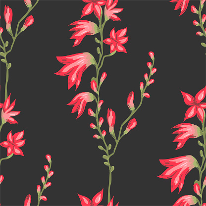 Seamless vector floral pattern. Flowers background for design, fabric, textile, cover, wrapping etc. Beautiful botanic flowers field bouquet.