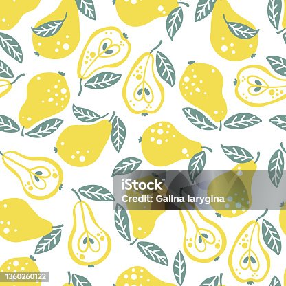 istock Seamless vector pattern of a pear on a white background 1360260122