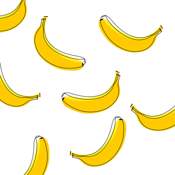 nahtlose vektormuster von bananen. hintergrund mit bananen, vektor-illustration - banane stock-grafiken, -clipart, -cartoons und -symbole