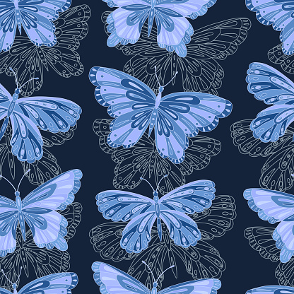 Seamless vector pattern of butterfly.