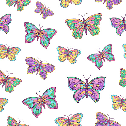 Seamless vector pattern of butterfly.