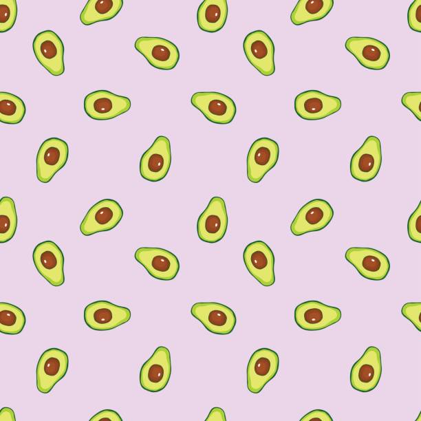 stockillustraties, clipart, cartoons en iconen met naadloze vector patroon met vruchten avocado. voor keuken, voor afdrukken op textiel, telefoon geval. meng ontwerp voor stof en decor. - avocado