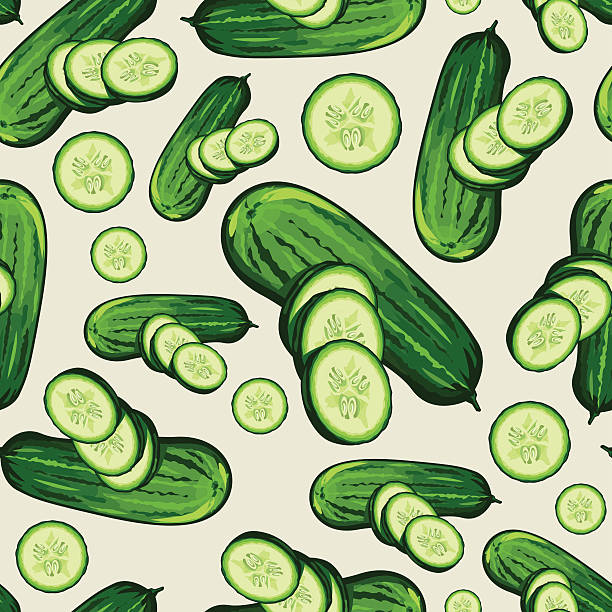 Seamless Vegetable Pattern - Cucumbers vector art illustration