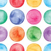 seamless background with colorful watercolor round spots