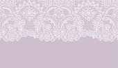 Horizontally seamless lilac lace background with floral pattern