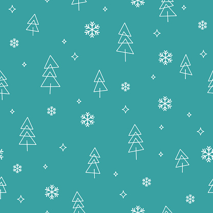 Seamless Winter Holiday Tree Background Pattern